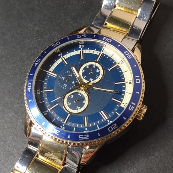 8 Inch Blue Watch With Two Tone Band - Picture 2 of 12